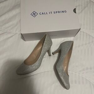Call It Spring Sparkling Silver Heels